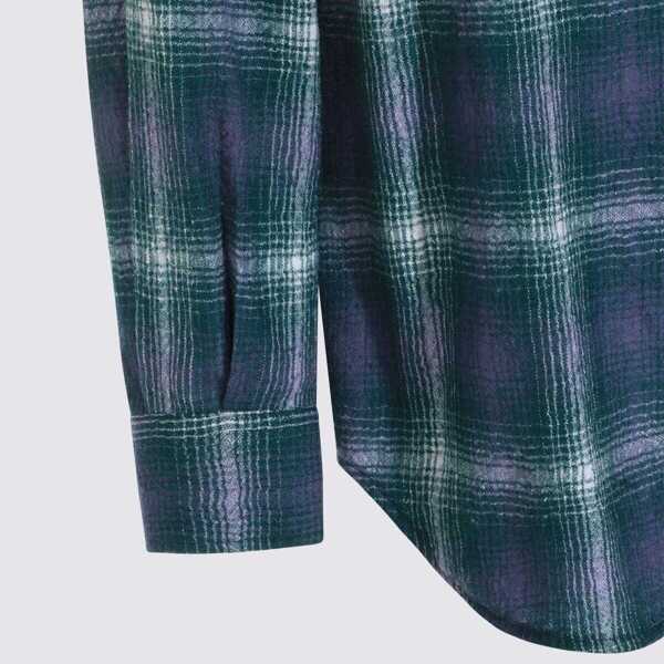 Camasi AURALEE Auralee Blue And Green Wool Shirt FOREST GREEN X NAVY Barbati (BM 19438587) 3