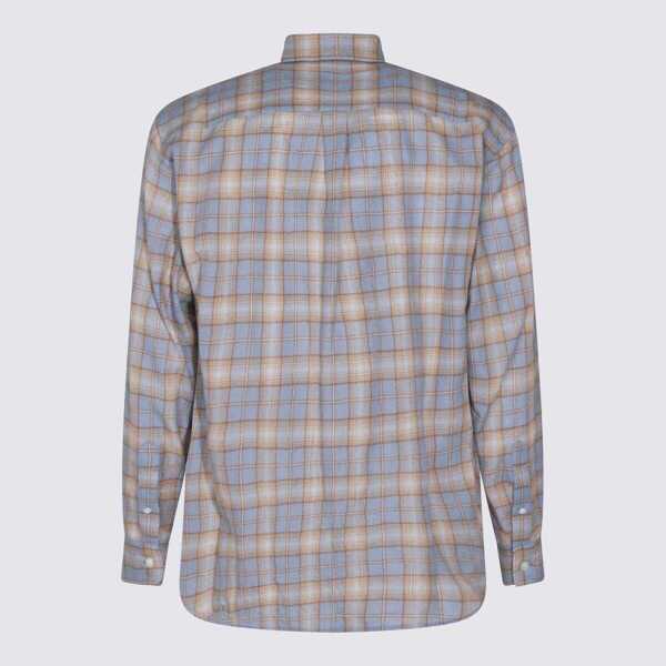 Camasi AURALEE Auralee Light Blue And Beige Wool Shirt LIGHT BLUE X BEIGE Barbati (BM 19438596) 2