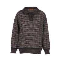 Pulovere Multicolor Sweater With Wide Collar And All-Over Zigzag Pattern In Wool Blend Woman Femei