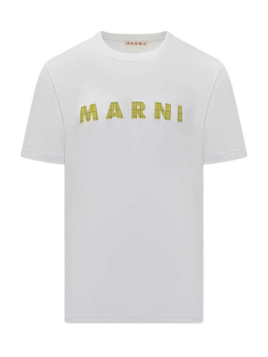 Tricouri Marni Marni Marni Logo Check T-Shirt WHITE Barbati (BM 19439694) 1