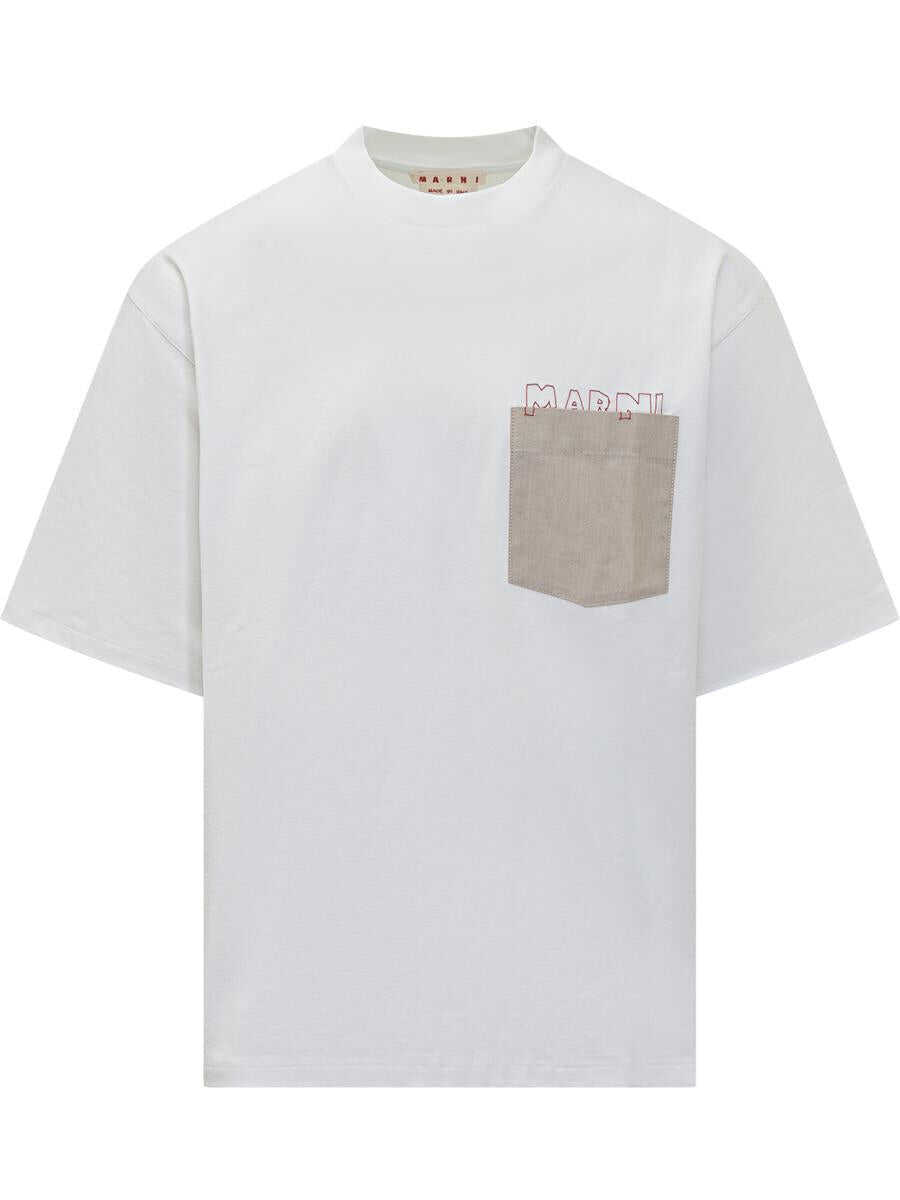 Tricouri Marni Marni Marni T-Shirt With Contrast Pocket WHITE Barbati (BM 19439706) 1