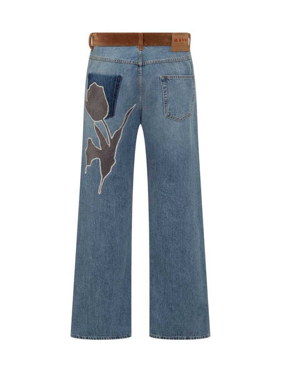 Blugi Marni Marni Marni Wide Leg Jeans With Suede Detail BLUE Barbati (BM 19440570) 2