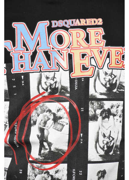 Tricouri DSQUARED2 Printed More Than Ever Crew-Neck T-Shirt Black Barbati (BM 19440926) 3