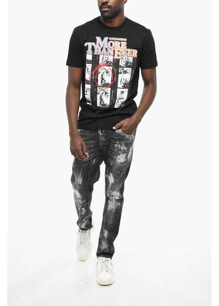 Tricouri DSQUARED2 Printed More Than Ever Crew-Neck T-Shirt Black Barbati (BM 19440926) 4