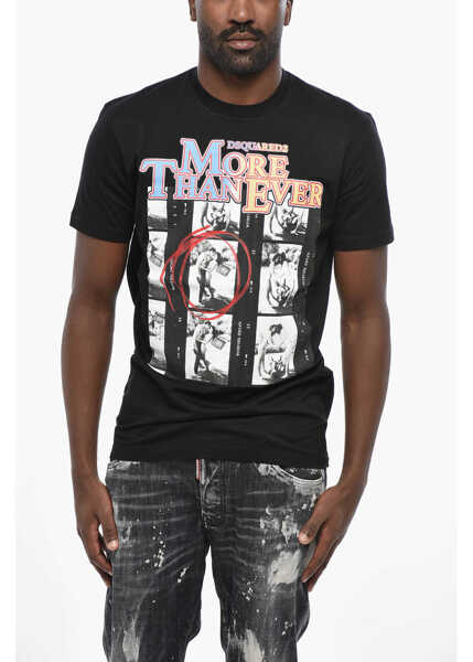 Tricouri DSQUARED2 Printed More Than Ever Crew-Neck T-Shirt Black Barbati (BM 19440926) 1