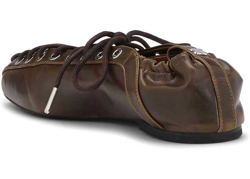 Balerini Ganni Ballerina With Laces BROWN Femei (BM 19441124) 3