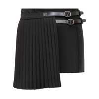 Fuste Coperni Black Pleated Miniskirt With Blanket Straps Femei