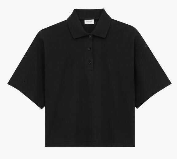 Tricouri Polo Saint Laurent Saint Laurent Polo Oversized Pique Coton Pol Black Femei (BM 19447878) 1