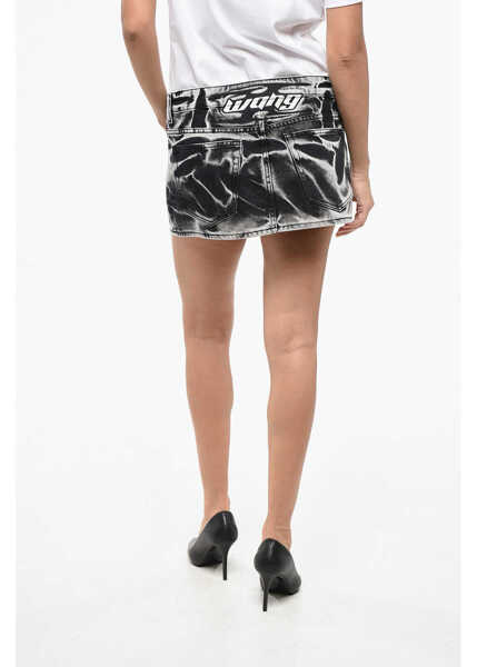 Fuste casual Alexander Wang Acid Wash Denim Mini Skirt With Embroidery Logo Black Femei (BM 19449056) 2