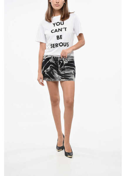 Fuste casual Alexander Wang Acid Wash Denim Mini Skirt With Embroidery Logo Black Femei (BM 19449056) 4