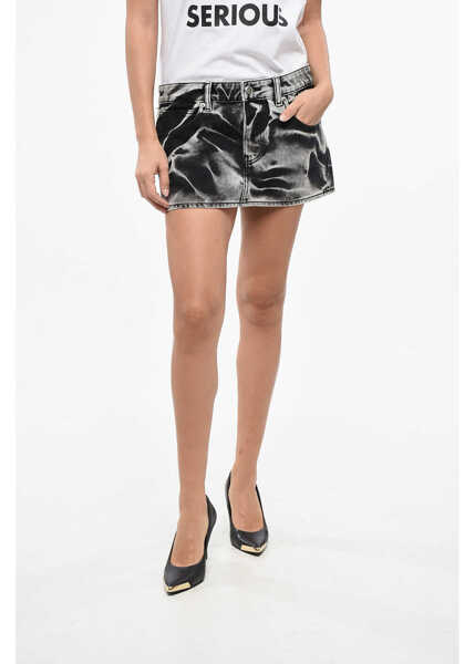Fuste casual Alexander Wang Acid Wash Denim Mini Skirt With Embroidery Logo Black Femei (BM 19449056) 1