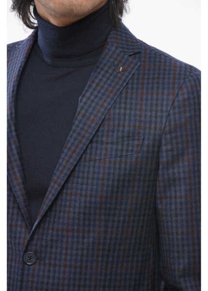 Sacouri CORNELIANI Cc Collection Checkered Right Blazer Blue Barbati (BM 19449188) 3