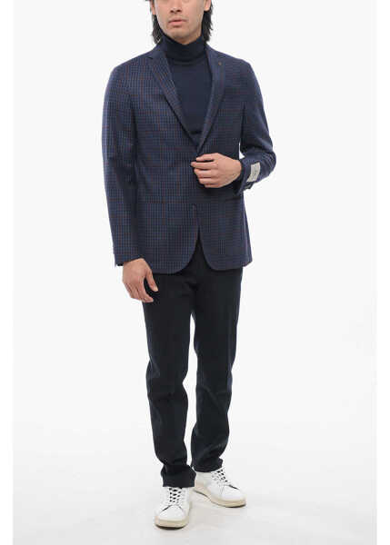 Sacouri CORNELIANI Cc Collection Checkered Right Blazer Blue Barbati (BM 19449188) 4