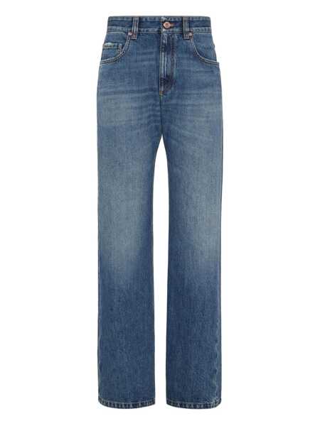 Blugi drepti Brunello Cucinelli Column straight leg jeans Blue Femei (BM 19450014) 1