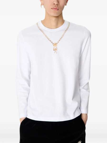 Tricouri MARINE SERRE Trompe Lil Jewelry long-sleeve T-shirt WHITE Femei (BM 19452446) 3