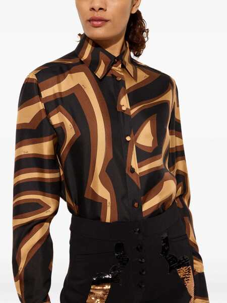 Camasi casual PUCCI Printed Silk Shirt BLACK GOLD Femei (BM 19452509) 5