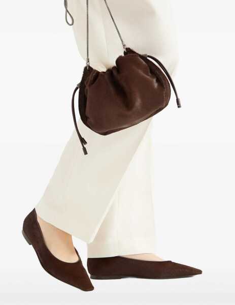 Genti de umar Brunello Cucinelli Mellow mini Ponyhair Shoulder Bag with Precious Chai MOKA Femei (BM 19452515) 5