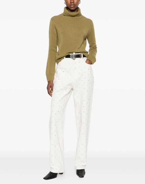Blugi Golden Goose White denim pearl and crystal embroidered Pants OFFWHITE Femei (BM 19452665) 2