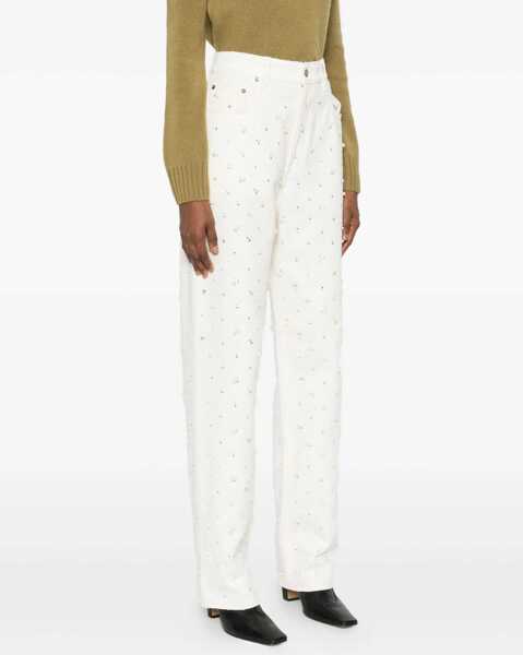 Blugi Golden Goose White denim pearl and crystal embroidered Pants OFFWHITE Femei (BM 19452665) 3