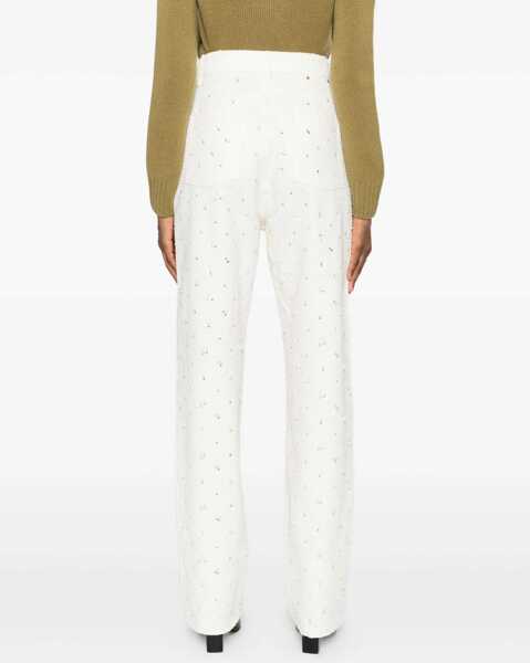 Blugi Golden Goose White denim pearl and crystal embroidered Pants OFFWHITE Femei (BM 19452665) 4