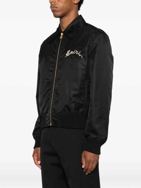 Bomber jacket AMIRI Club Amiri Satin Bomber Jacket BLACK Barbati (BM 19453250) 4