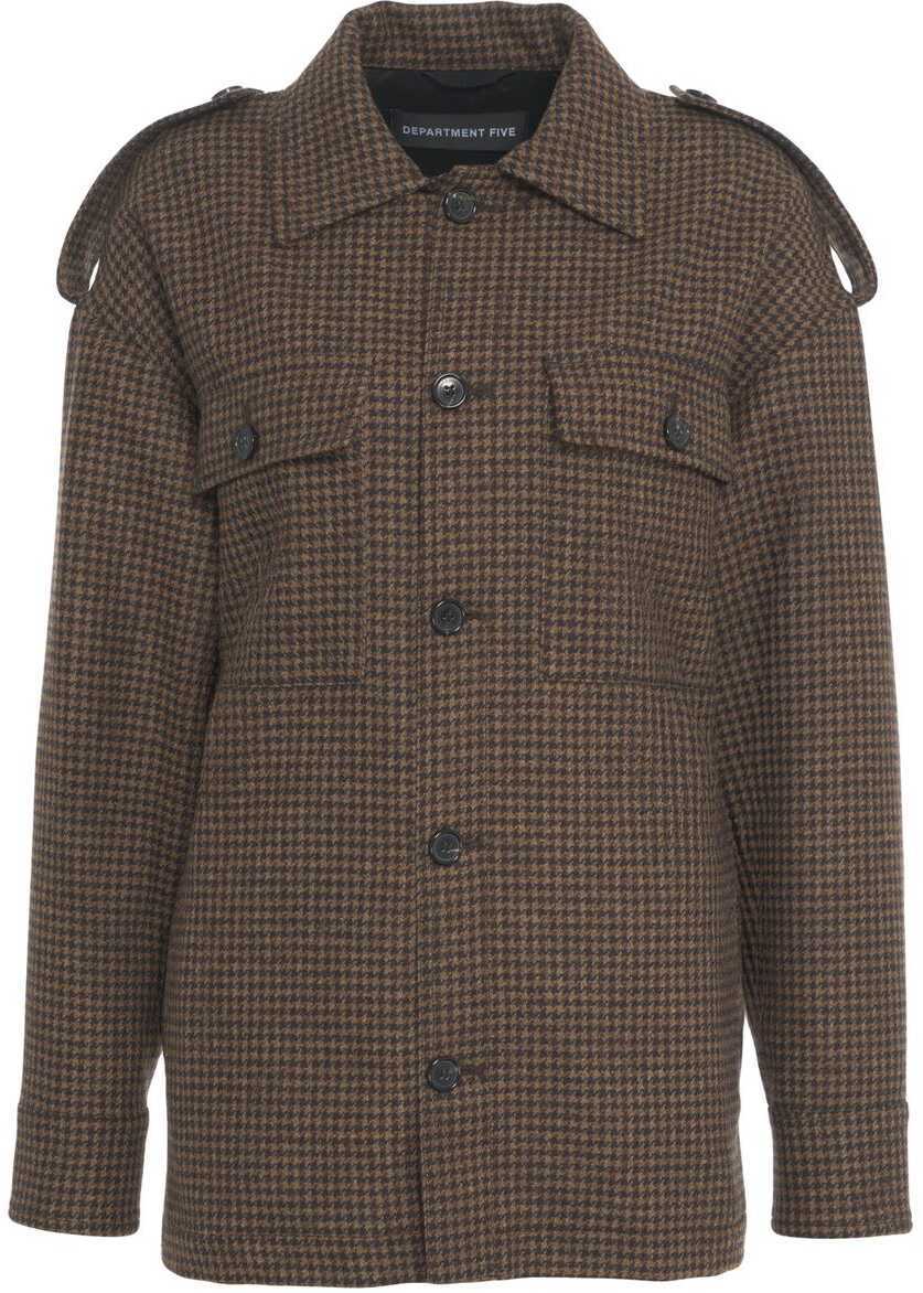 Jachete Department Five Jacket with houndstooth pattern Brown Femei (BM 19456940) 2