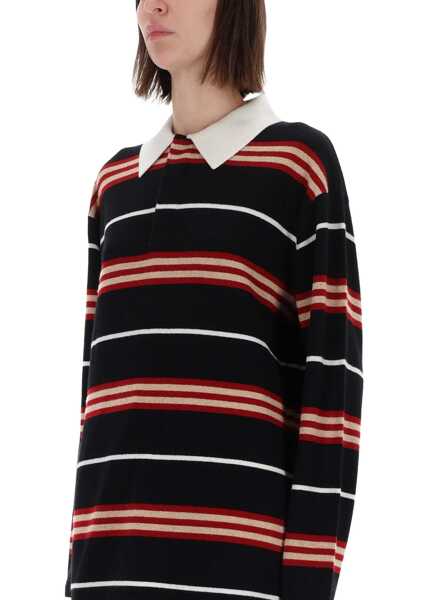 Tricouri Polo GUEST IN RESIDENCE Striped Rugby Polo Shirt BLACK Femei (BM 19457006) 4