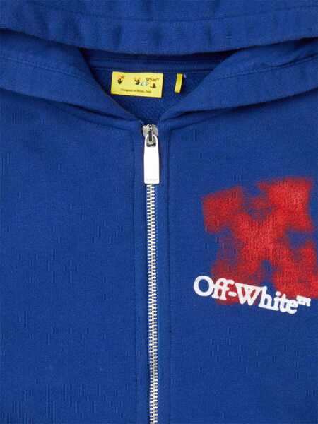 Hanorace Off-White Sweatshirt With Graffiti Logo BLUE Fete (BM 19463594) 3