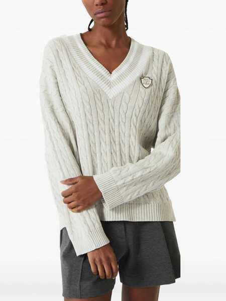 Pulovere Brunello Cucinelli V-neck Sweater NEBBIABIANCO Femei (BM 19464047) 3