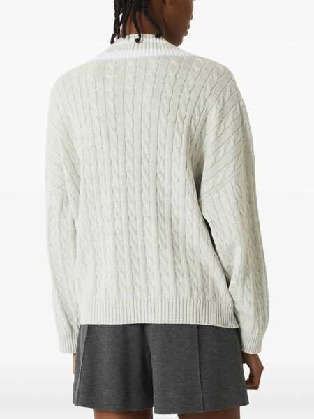 Pulovere Brunello Cucinelli V-neck Sweater NEBBIABIANCO Femei (BM 19464047) 4