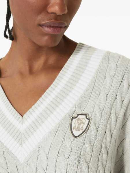 Pulovere Brunello Cucinelli V-neck Sweater NEBBIABIANCO Femei (BM 19464047) 5