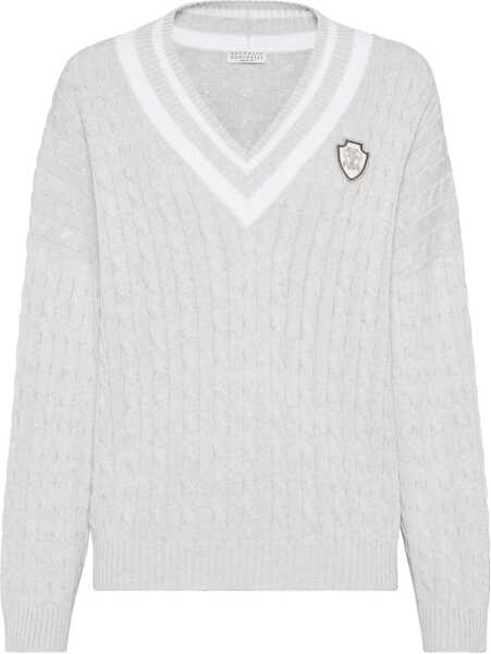 Pulovere Brunello Cucinelli V-neck Sweater NEBBIABIANCO Femei (BM 19464047) 1