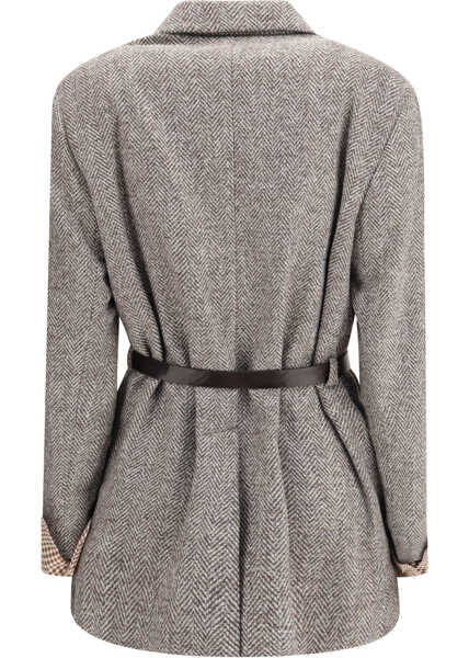 Jachete Brunello Cucinelli Patterned wool Jacket MARRONE/GRIGIO/BEIGE Femei (BM 19464059) 2