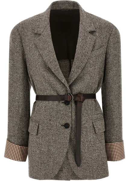 Jachete Brunello Cucinelli Patterned wool Jacket MARRONE/GRIGIO/BEIGE Femei (BM 19464059) 1