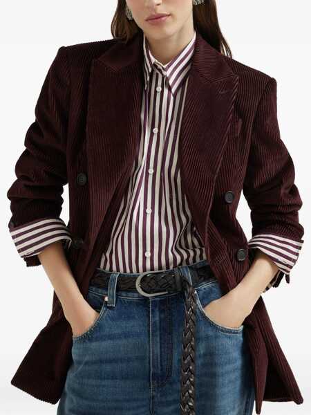 Jachete Brunello Cucinelli Corduroy cotton Jacket RED WINE Femei (BM 19464068) 3