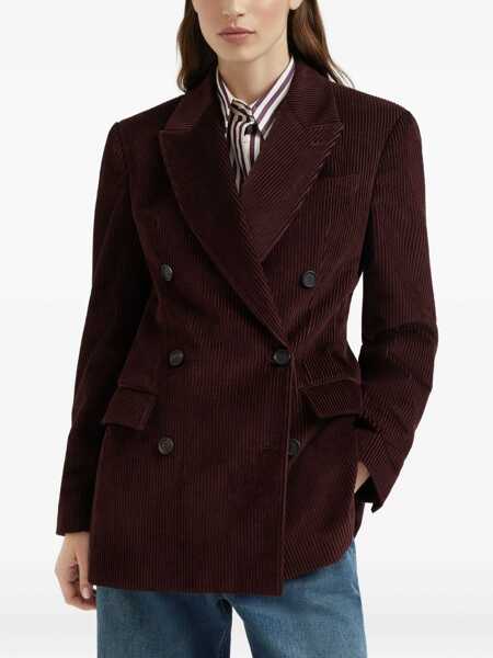 Jachete Brunello Cucinelli Corduroy cotton Jacket RED WINE Femei (BM 19464068) 4