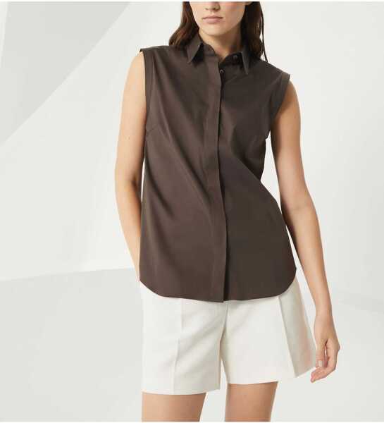Camasi casual Brunello Cucinelli Sleeveless Shirt CHOCOLATE Femei (BM 19464074) 3