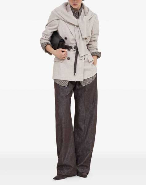 Camasi casual Brunello Cucinelli Checked virgin wool Shirt MARRONE/BEIGE/TESTA DI MORO Femei (BM 19464353) 2