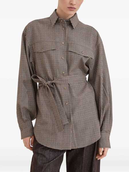 Camasi casual Brunello Cucinelli Checked virgin wool Shirt MARRONE/BEIGE/TESTA DI MORO Femei (BM 19464353) 3