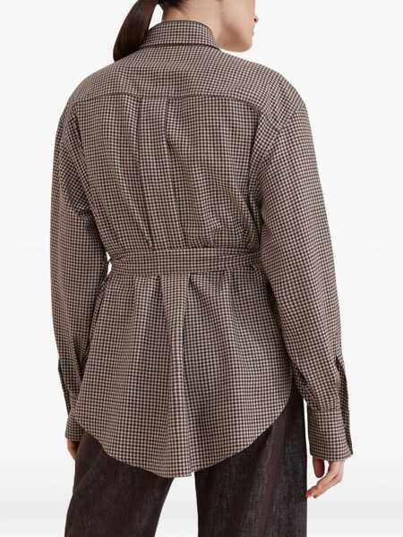 Camasi casual Brunello Cucinelli Checked virgin wool Shirt MARRONE/BEIGE/TESTA DI MORO Femei (BM 19464353) 4