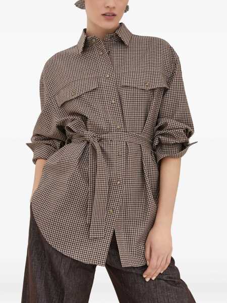 Camasi casual Brunello Cucinelli Checked virgin wool Shirt MARRONE/BEIGE/TESTA DI MORO Femei (BM 19464353) 5