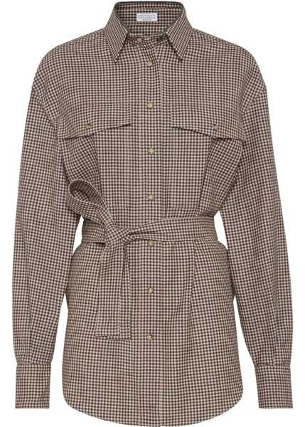 Camasi casual Brunello Cucinelli Checked virgin wool Shirt MARRONE/BEIGE/TESTA DI MORO Femei (BM 19464353) 1
