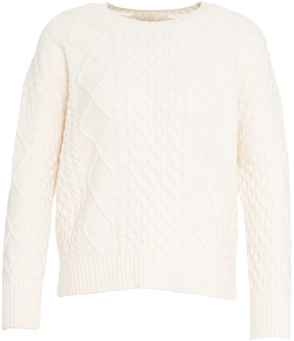 Pulovere Kaos Sweater with cable knit pattern Beige Femei (BM 19475156) 2