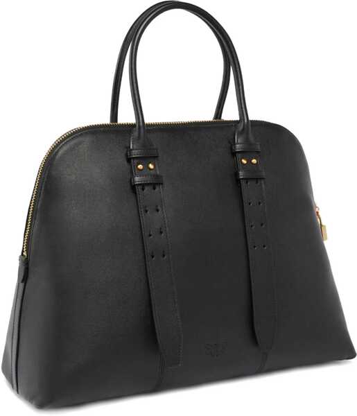 Genti de umar Pinko Escape Bag maxi leather bowling Bag NERO LIMOUSINE - MATT GOLD Femei (BM 19475252) 2