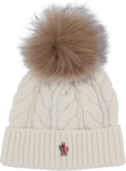 Caciuli Moncler Grenoble Beanie With Pom-Pom WHITE Femei (BM 19475438) 1