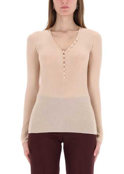 Bluze Chloe Ribbed Knit With Buttons PINK Femei (BM 19475507) 1