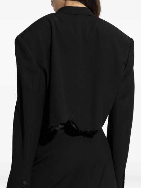 Sacouri office Balenciaga Single Breasted Cut Off Jacket BLACK Femei (BM 19475555) 4