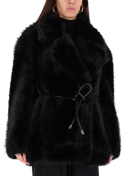 Trenciuri SPORTMAX Rosaria Jacket In Ecofur BLACK Femei (BM 19475666) 4