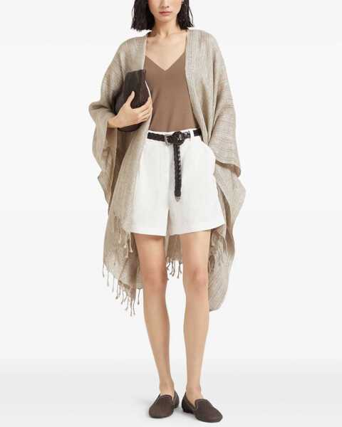 Topuri Brunello Cucinelli Top with embellishments CHOCOLATE Femei (BM 19476203) 2