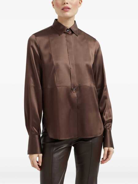 Camasi casual Brunello Cucinelli Silk Shirt MARRONE Femei (BM 19476230) 3